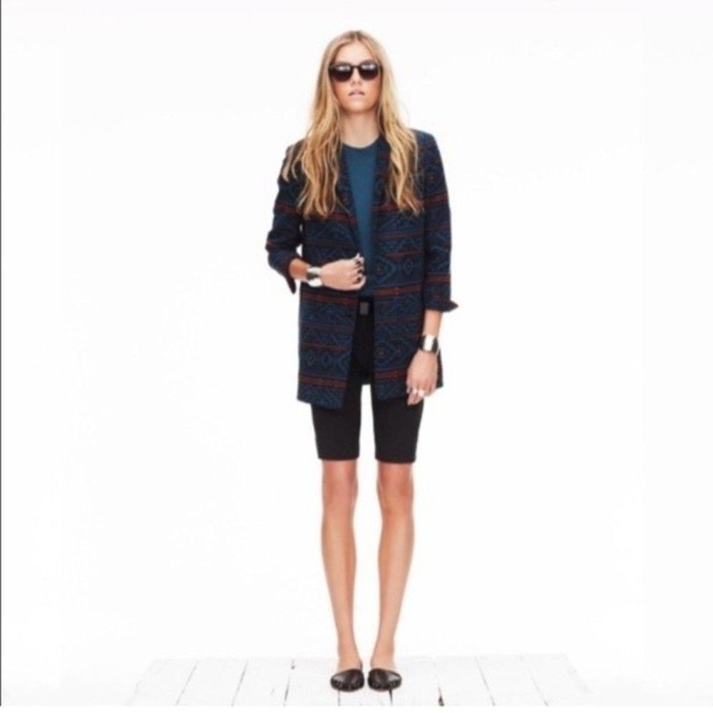 RARE Jenni‎ Kayne | Aztec Ethnic Abstract Blue Blazer Pants Set Silk Blend XS 4